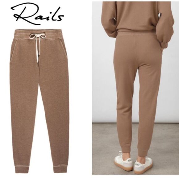 RAILS OAKLAND BOTTOMS TOFFEE L Jogger Pants Cosy Soft Loungewear Athleisure - Picture 3 of 15